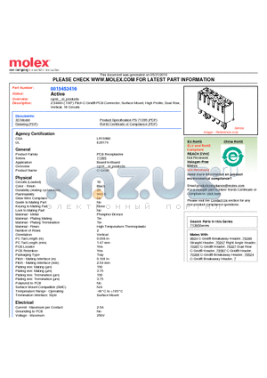 A-71395-0016 datasheet - 2.54mm (.100) Pitch C-Grid^ PCB Connector, Surface Mount, High Profile, Dual Row, Vertical, 16 Circuits