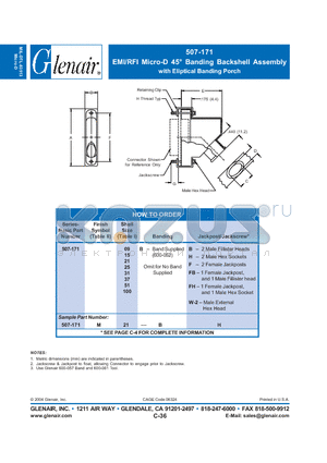 507-171M100-BH datasheet - EMI/RFI Micro-D Banding Backshell Assembly with Eliptical Banding Porch