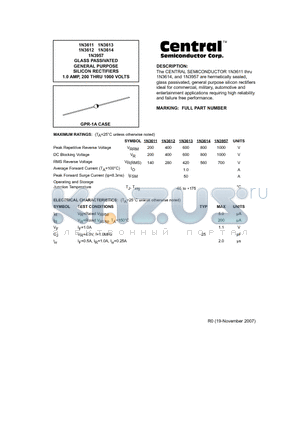 1N3957 datasheet - GLASS PASSIVATED GENERAL PURPOSE SILICON RECTIFIERS 1.0 AMP, 200 THRU 1000 VOLTS