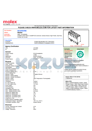 A-71395-0068 datasheet - 2.54mm (.100) Pitch C-Grid^ PCB Connector, Surface Mount, High Profile, Dual Row, Vertical, 68 Circuits