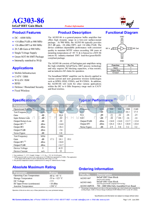 AG303-86-RFID datasheet - InGaP HBT Gain Block