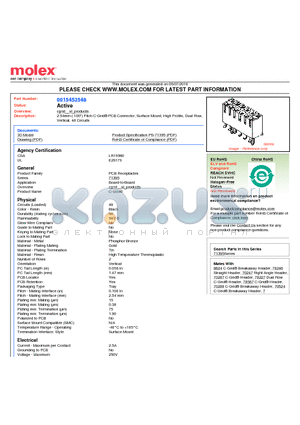 A-71395-0148 datasheet - 2.54mm (.100) Pitch C-Grid^ PCB Connector, Surface Mount, High Profile, Dual Row, Vertical, 48 Circuits