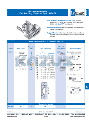 507-178E2104BE datasheet - Micro-D Backshells EMI, Banding, Elliptical, Split