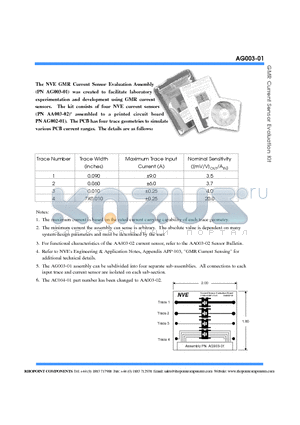 AG003-01 datasheet - GMR Current Sensor Evaluation Kit