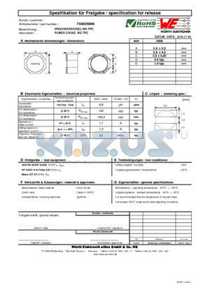 744025006 datasheet - POWER-CHOKE WE-TPC