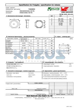 744028002 datasheet - POWER-CHOKE WE-TPC