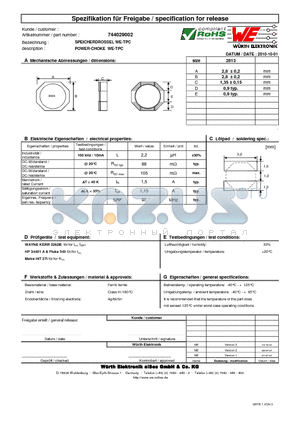 744029002 datasheet - POWER-CHOKE WE-TPC