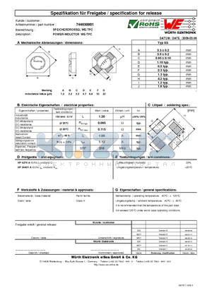 744030001 datasheet - POWER-INDUCTOR WE-TPC