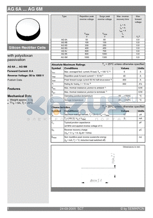 AG6B datasheet - Silicon Rectifier Cells with polysiloxan passivation