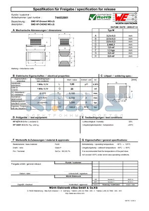 744032001 datasheet - SMD HF-CHOKE WE-LQ