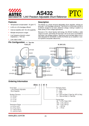 AS432AA3VSB datasheet - 1.24V Precision Adjustable Shunt Reference