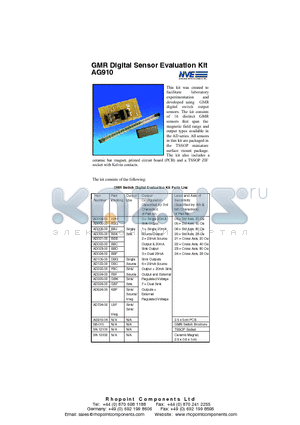 AG910 datasheet - GMR Digital Sensor Evaluation Kit