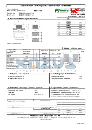 744045681 datasheet - SMD HF-CHOKE WE-LQ