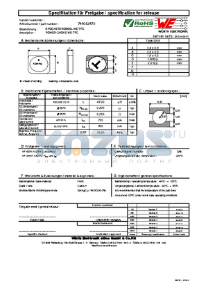 744052470 datasheet - POWER-CHOKE WE-TPC