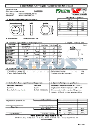 744065001 datasheet - POWER-CHOKE WE-TPC