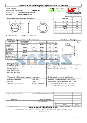 744066180 datasheet - POWER-CHOKE WE-TPC