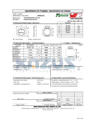 744066150 datasheet - POWER-CHOKE WE-TPC