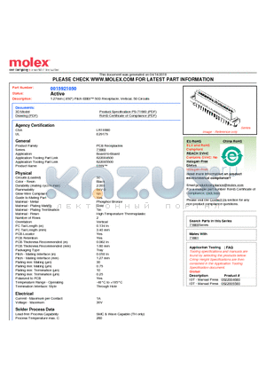 A-71660-1050 datasheet - 1.27mm (.050) Pitch EBBI 50D Receptacle, Vertical, 50 Circuits