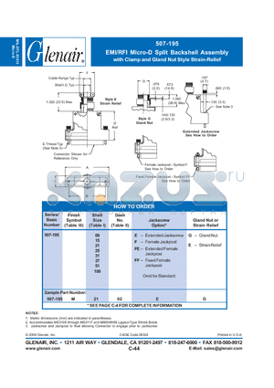 507-195M0902FG datasheet - EMI/RFI Micro-D Split Backshell Assembly