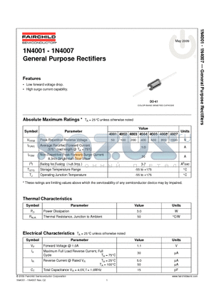 1N4002 datasheet - General Purpose Rectifiers