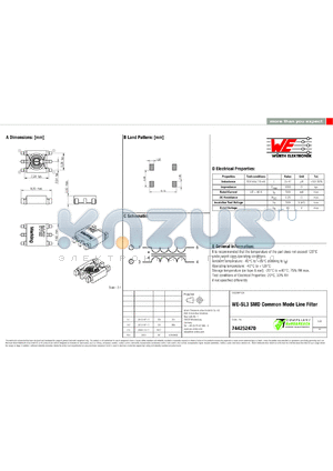 744252470 datasheet - WE-SL3 SMD Common Mode Line Filter