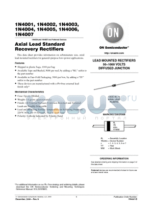 1N4002RL datasheet - Axial Lead Standard Recovery Rectifiers