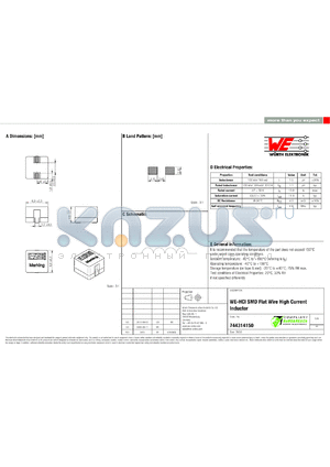744314150 datasheet - WE-HCI SMD Flat Wire High Current Inductor