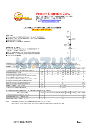 1N4002S datasheet - 1A GENERAL PURPOSE PLASTIC RECTIFIER