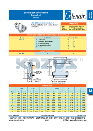 507-198NF100 datasheet - Saddle Bar Strain-Relief Backshell