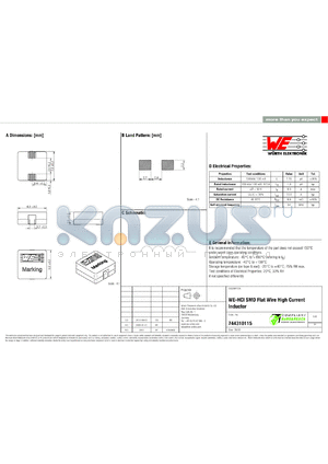 744310115 datasheet - WE-HCI SMD Flat Wire High Current Inductor