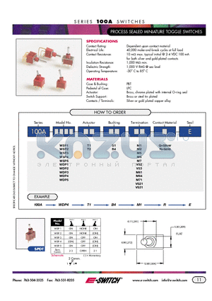 100AWDP3T1B1M5RE datasheet - PROCESS SEALED MINIATURE TOGGLE SWITCHES