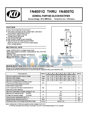 1N4003G datasheet - GENERAL PURPOSE SILICON RECTIFIER