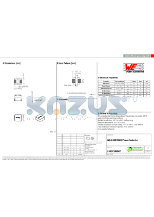 74437346047 datasheet - WE-LHMI SMD Power Inductor