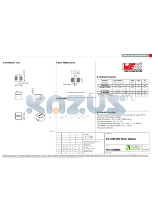 744373490056 datasheet - WE-LHMI SMD Power Inductor