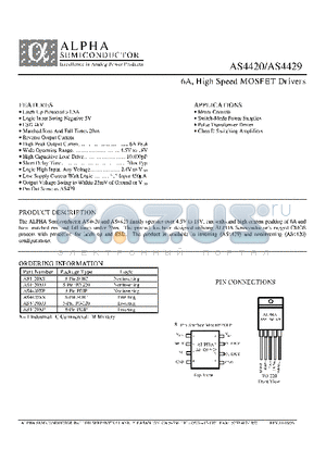 AS4429MS datasheet - 6A, High Speed MOSFET Drivers