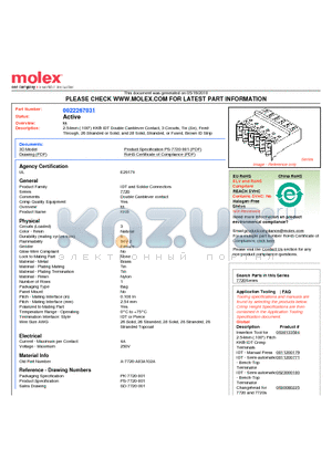 A-7720-A03A102A datasheet - 2.54mm (.100) KK^ IDT Double Cantilever Contact, 3 Circuits, Tin (Sn), Feed-Through, 26 Stranded or Solid, and 28 Solid, Stranded, or Fused, Brown ID Strip