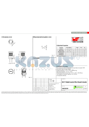 744743101 datasheet - WE-TI Radial Leaded Wire Wound Inductor