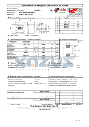 744770215 datasheet - POWER-CHOKE WE-PD