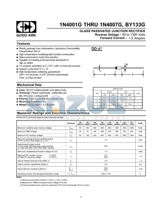 1N4006G datasheet - GLASS PASSIVATED JUNCTION RECTIFIER