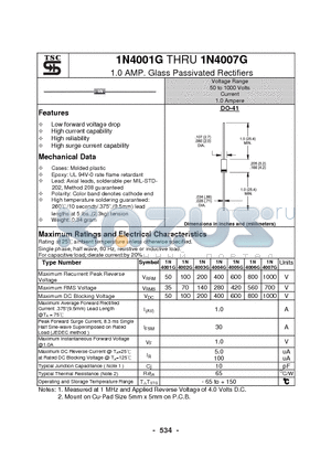 1N4006G datasheet - 1.0 AMP. Glass Passivated Rectifiers