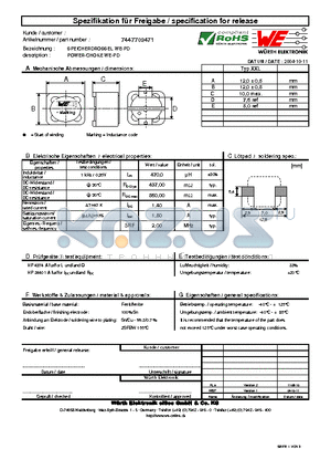 7447709471 datasheet - POWER-CHOKE WE-PD