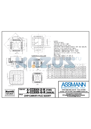 A-CCS84-G-R datasheet - CHIP-CARRIER PLCC SOCKET