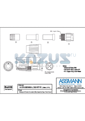 A-CR-05BMMA-L180-WP-R datasheet - WATERPROOF CIRCULAR CONNECTOR (5A) ASSEMBLY TYPE, PANEL MOUNT