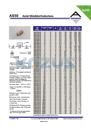 AS50-101K-RC datasheet - Axial Shielded Inductors