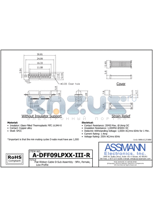 A-DFF09LPXX-III-R datasheet - FLAT RIBBON CABLE D-SUB ASSEMBLY