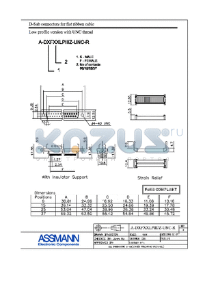 A-DFF25LPIII-Z-UNC-R datasheet - D-SUB CONNECTORS FOR FLAT RIBBON CABLE