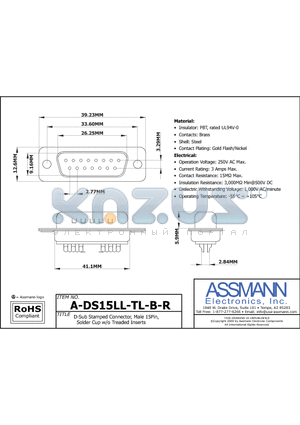 A-DS15LL-TL-B-R datasheet - D-SUB STAMPED CONNECTOR