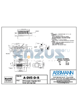 A-DVI-D-R datasheet - DVI CONNECTOR INTEGRATED 245