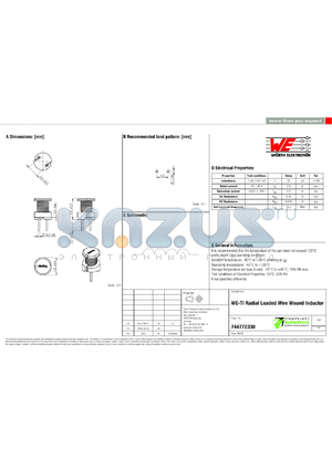 744772330 datasheet - WE-TI Radial Leaded Wire Wound Inductor