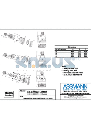 A-HDF15-HOOD-WP-R datasheet - WATERPROOF D-SUB BACKSHELL W/DB